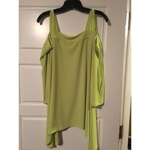 Clara Sun Woo neon green cold shoulder top
